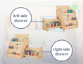 Load image into Gallery viewer, shows left side drawer book case VS right side drawer for this montessori bookshelf