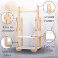 Load image into Gallery viewer, Sturdy and stylish wooden clothing rack by Dannico Woodworks, featuring round corners, smooth edges, and easy-to-clean surfaces. The rack's design ensures easy assembly and adds a touch of elegance to any room