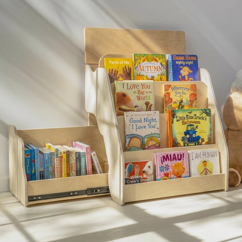 P.F.S. STACKING BOOK CASE Lサイズ × 2set Montessori Bookshelf- Front-Facing Bookshelf with Extra Storage