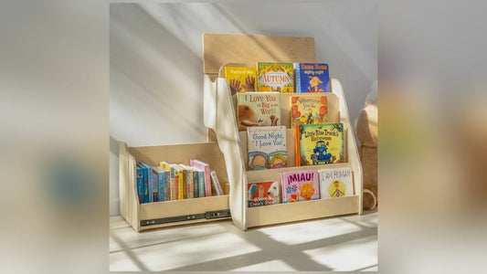 Dannico large Montessori bookshelf with front-facing children's book display and side drawer