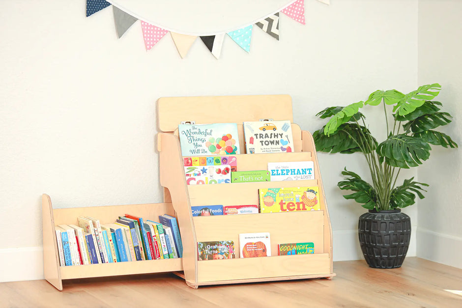 Montessori Bookshelf with top compartment and drawer for extra storage