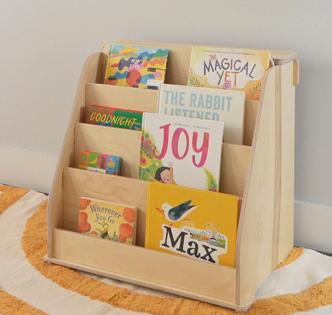 beautiful wooden montessori bookshelf