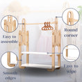 Load image into Gallery viewer, wooden clothes rack with easy-to-assemble pieces, smooth edges, and round corners for child safety, also featuring an easy-to-wipe surface, ideal for maintaining a clean and organized child's bedroom.
