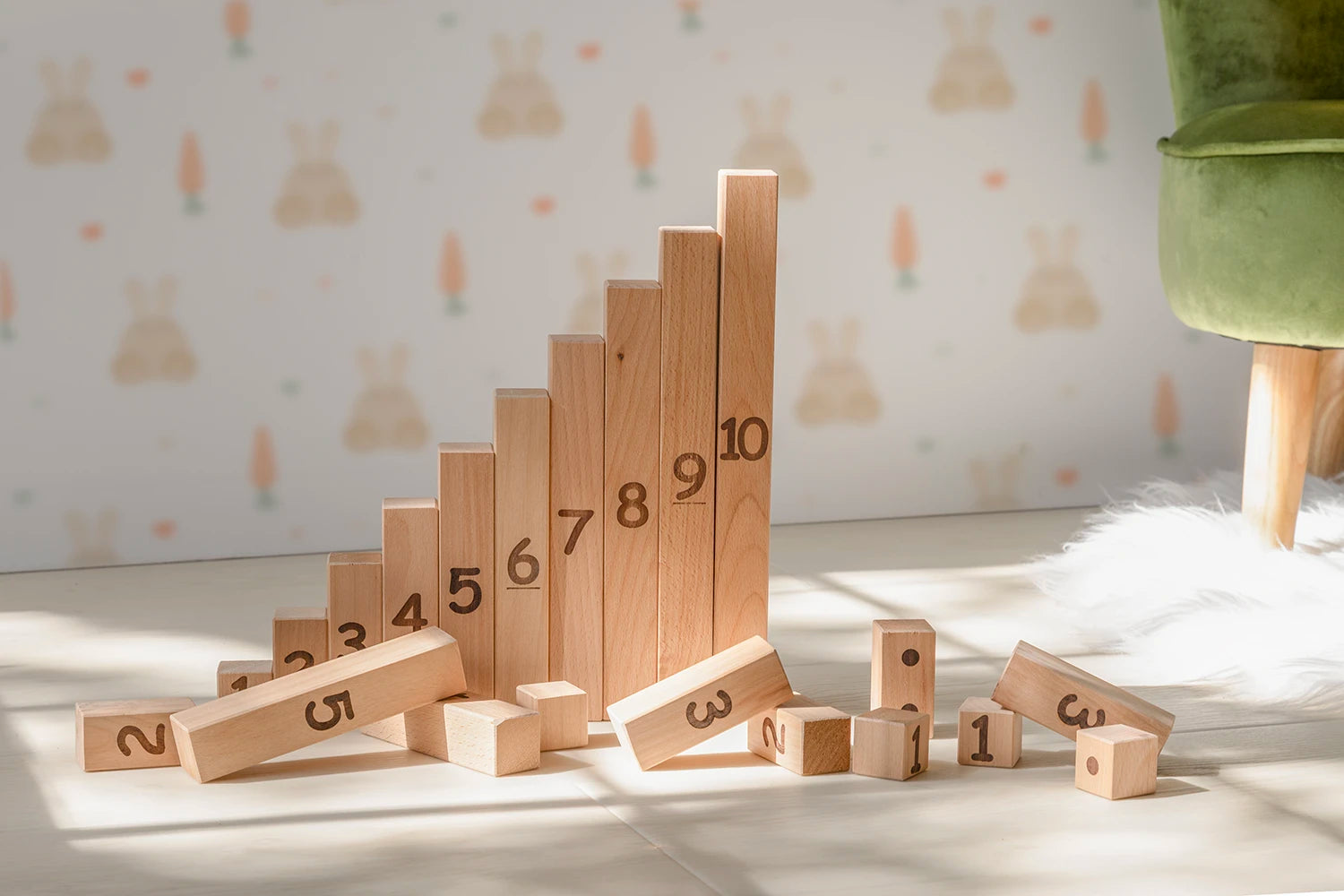 Montessori Wooden Number Blocks and Flashcards- Reach & Count – Dannico
