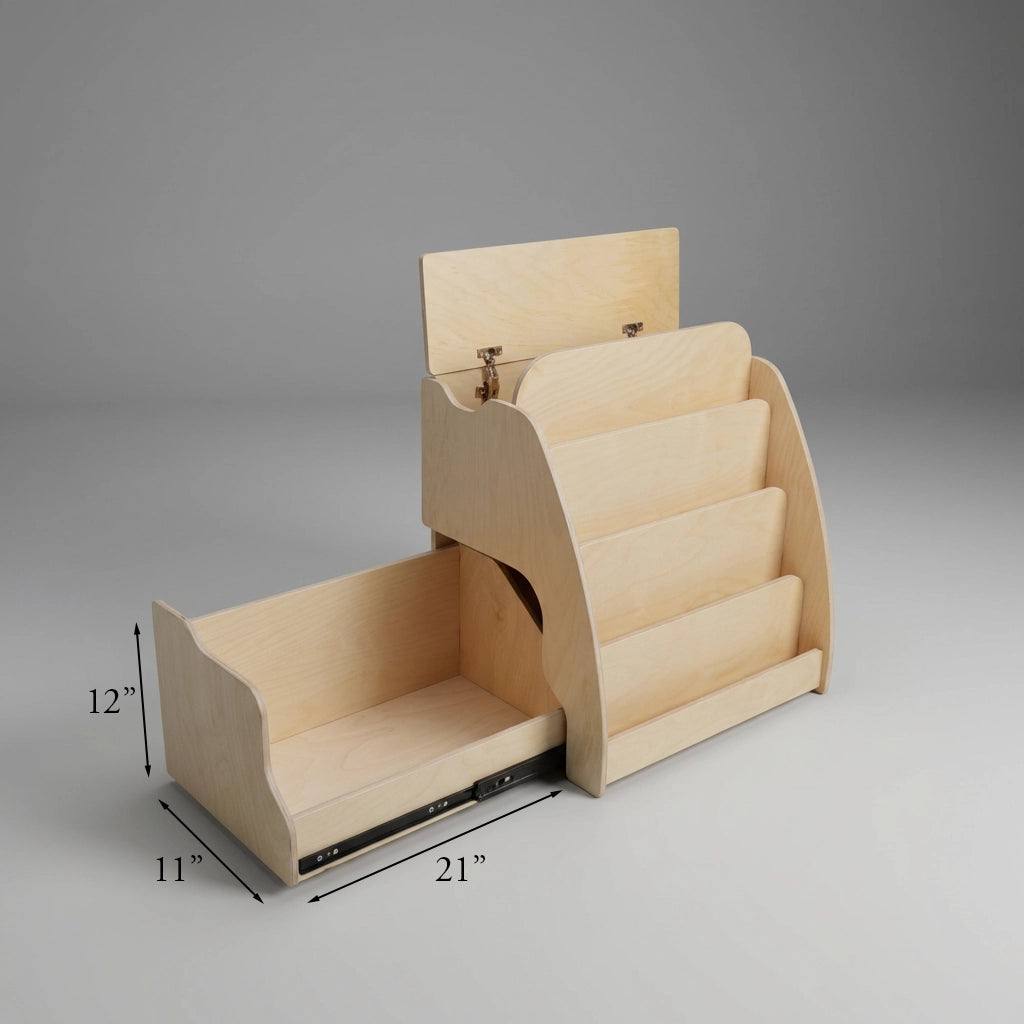 Montessori Bookshelf- Front-Facing with Extra Storage - Upgraded